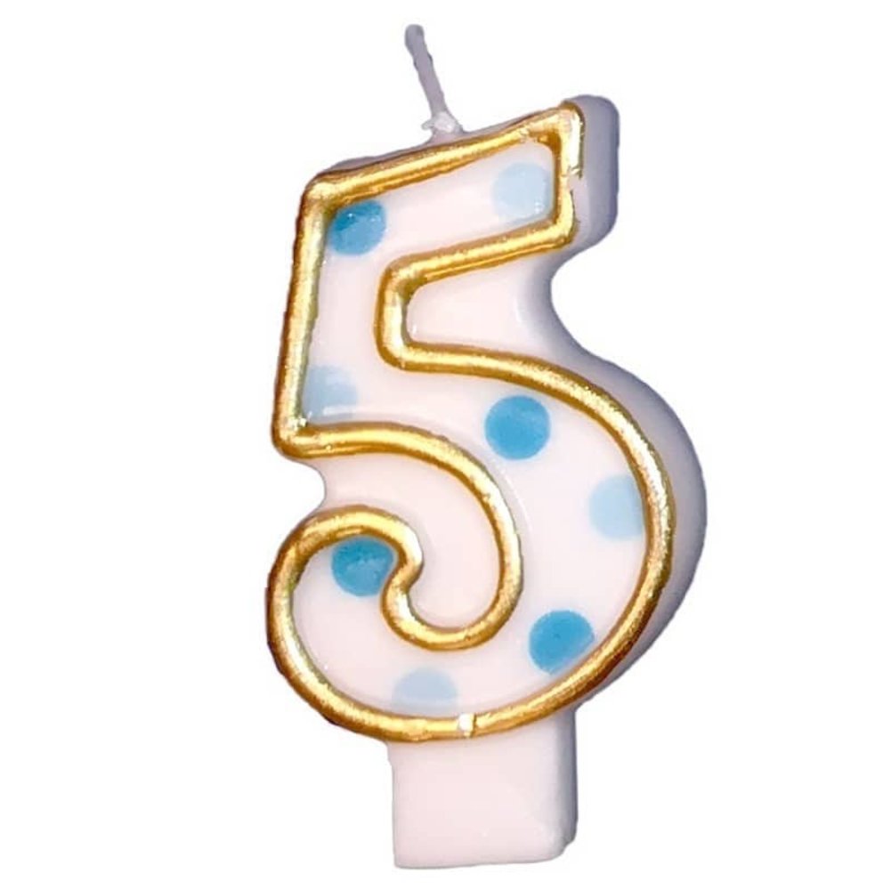 Haza - Witbaard Bougie 5 bleu moucheté