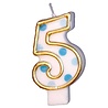 Haza - Witbaard Number 5 Candle Blue Dots 8.5 cm | per piece Haza - Witbaard Number 5 Candle Blue Dots 8.5 cm | per piece