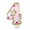 Haza - Witbaard Number 4 Candle Pink Dots 8.5 cm | per piece Haza - Witbaard Number 4 Candle Pink Dots 8.5 cm | per piece