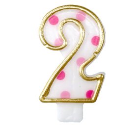 Haza - Witbaard Bougie numéro 2 rose moucheté