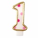 Kaars 1 gespikkeld roze Kaars 1 gespikkeld roze