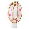 Haza - Witbaard Kerze Zahl 0 Rosa Punkte 8,5 cm | pro Stück Haza - Witbaard Kerze Zahl 0 Rosa Punkte 8,5 cm | pro Stück