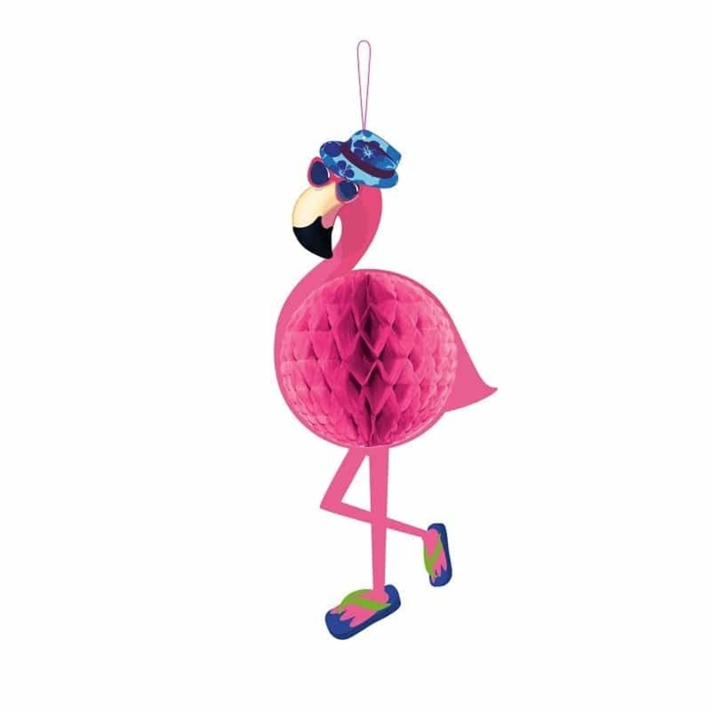 Flamant rose en nid d'abeille 58 cm