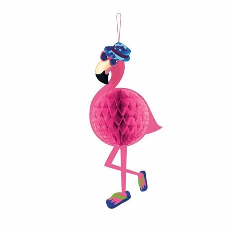 Flamant rose en nid d'abeille 58 cm