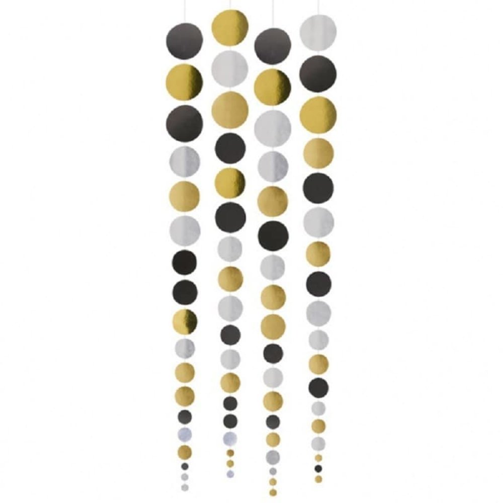 Riethmüller Hanging Decoration Circles Gold Silver Black 130cm | 4 pieces