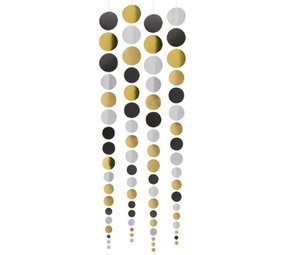 Riethmüller Hangdecoratie Cirkels Goud Zilver Zwart 130cm | 4 stuks Riethmüller Hangdecoratie Cirkels Goud Zilver Zwart 130cm | 4 stuks