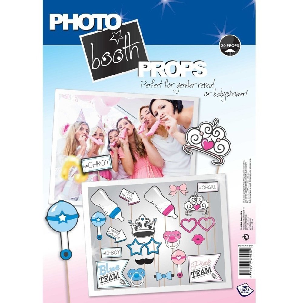 Haza - Witbaard Photo Booth Props Gender reveal 20 stuks Haza - Witbaard Photo Booth Props Gender reveal 20 stuks