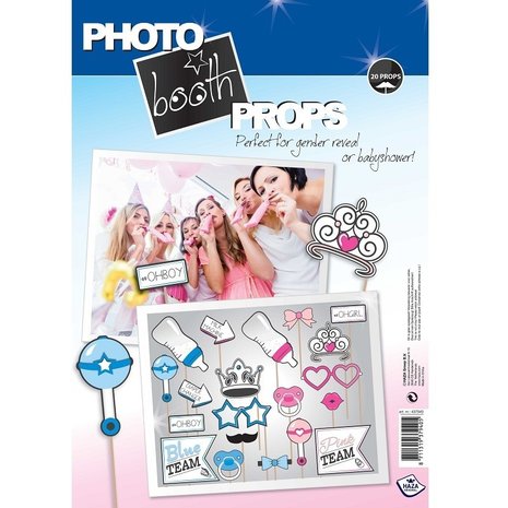 Photo Booth Props Gender reveal 20 stuks Photo Booth Props Gender reveal 20 stuks