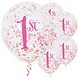 Unique Party Ballons « 1 an » avec confettis or et rose, 30 cm | 6 pièces