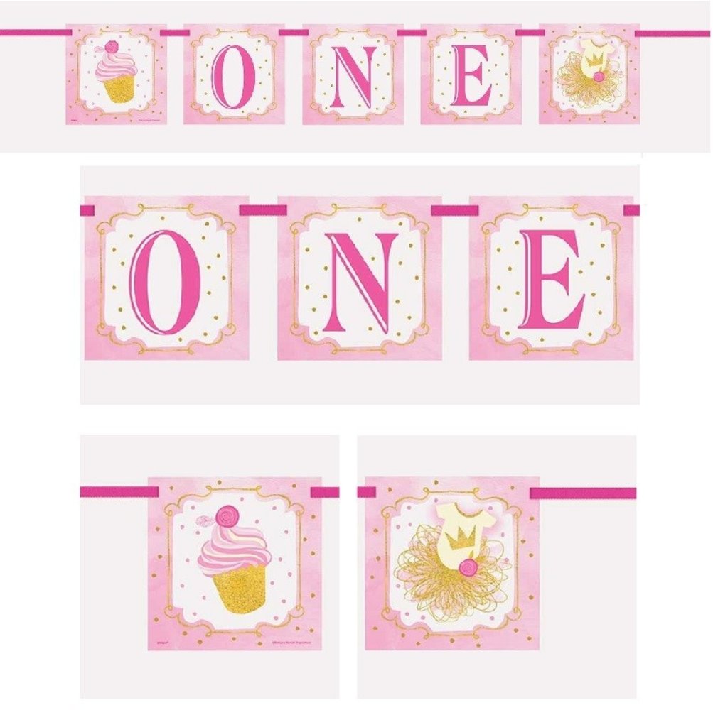 Letterslinger goud- roze ONE Letterslinger goud- roze ONE