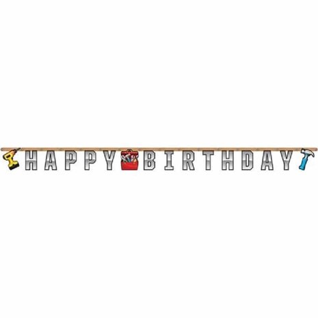 Haza - Witbaard Letterslinger Happy Birthday Bouw Klusser | 220cm Haza - Witbaard Letterslinger Happy Birthday Bouw Klusser | 220cm