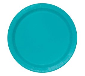 Unique Party Borden Caribbean Teal 23cm | 16 stuks Unique Party Borden Caribbean Teal 23cm | 16 stuks