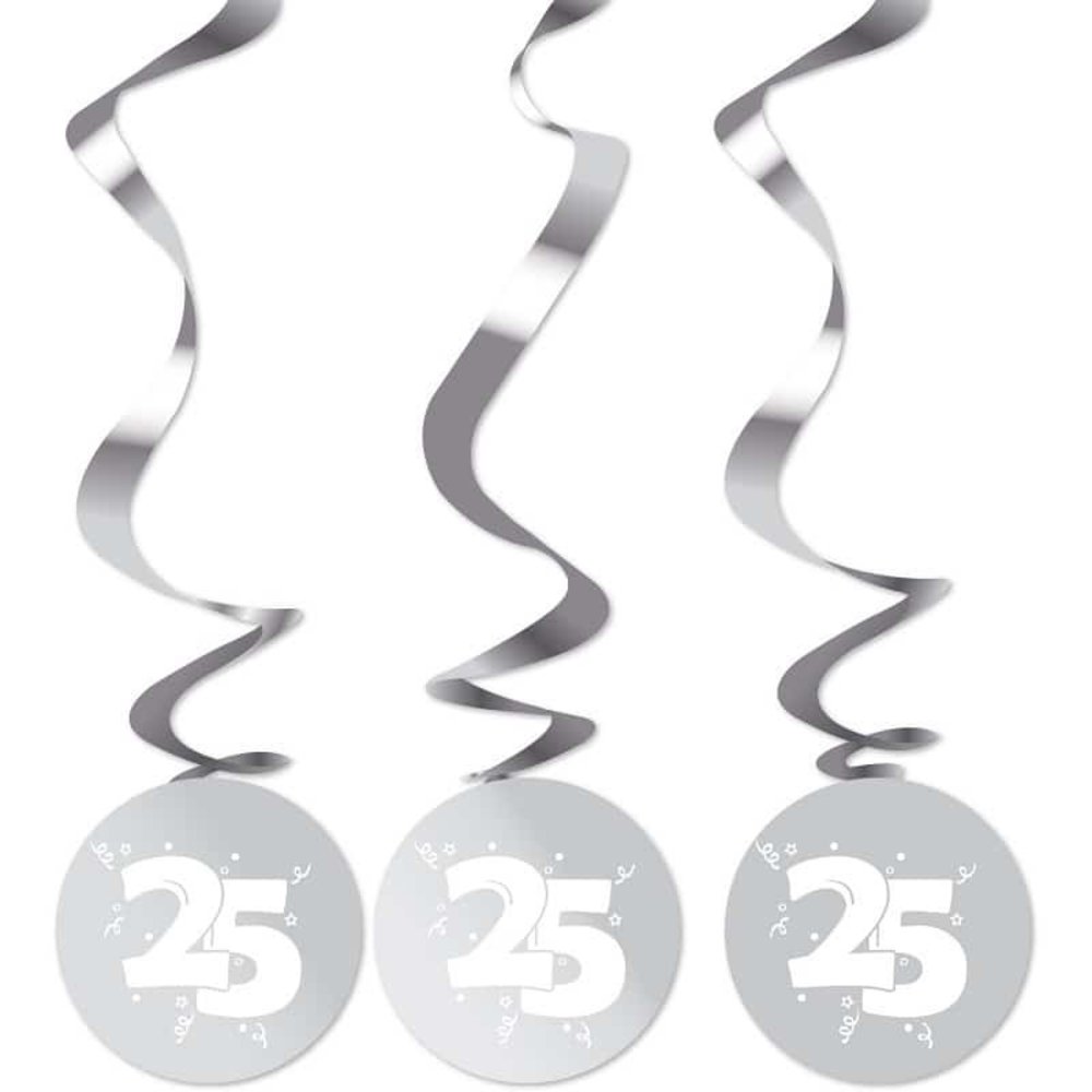 Round swirl decoration 25 years silver married 3 pieces