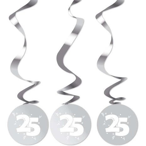 Round swirl decoration 25 years silver married 3 pieces