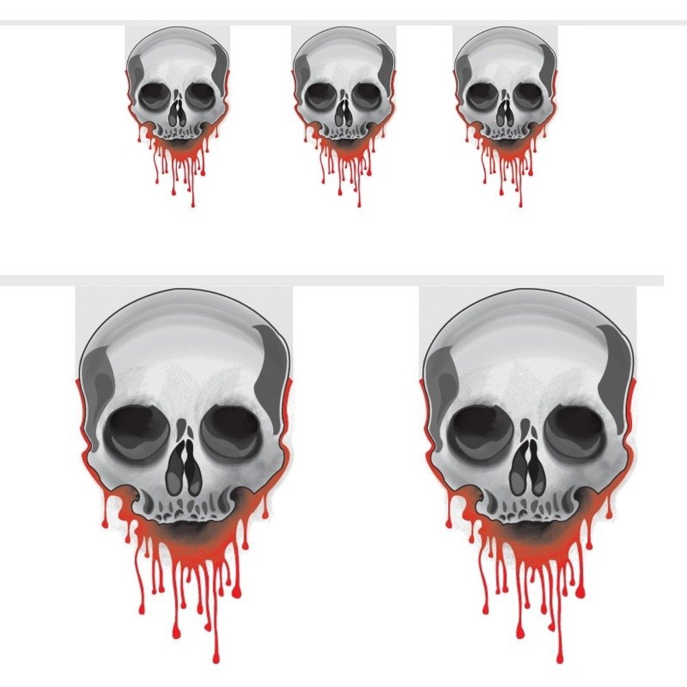 Guirlande de drapeaux Tête de mort sanglante | 6 m
