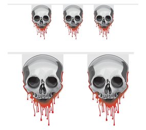 Guirlande de drapeaux Tête de mort sanglante | 6 m