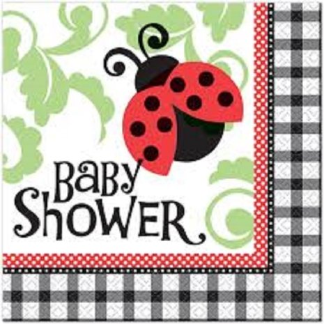 Napkin Lady Bugs Baby Shower red