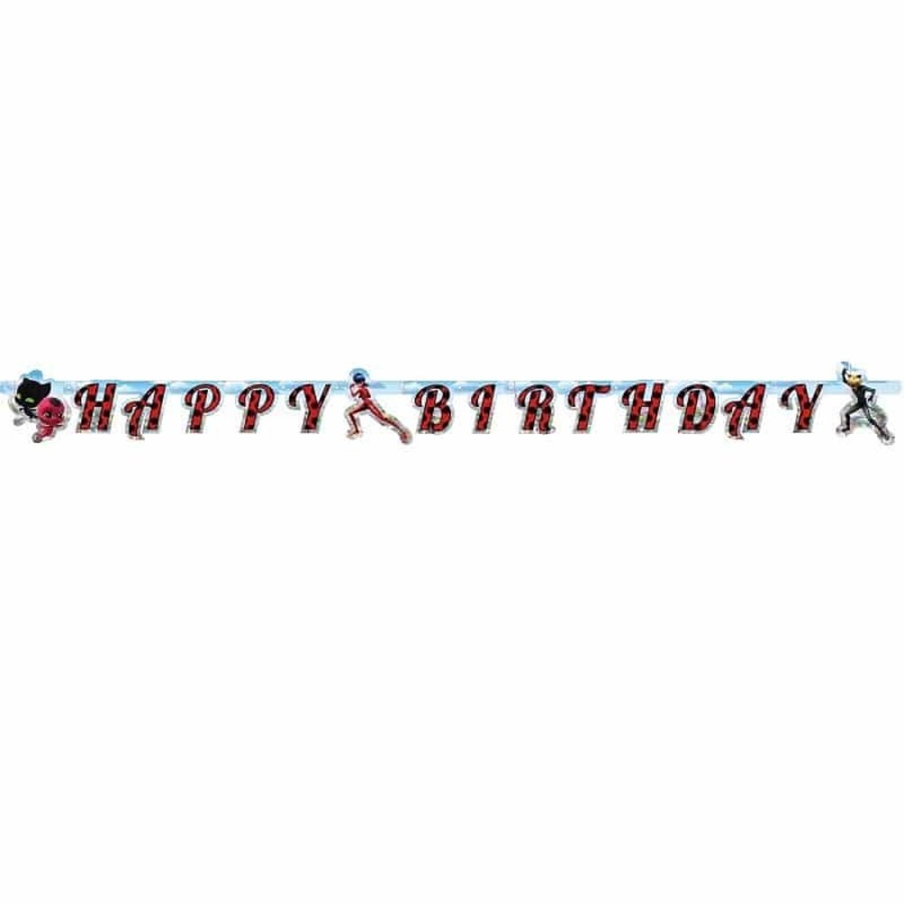 Riethmüller Guirlande de lettres « Joyeux anniversaire » Miraculous Ladybug 15 x 200 cm | à l'unité