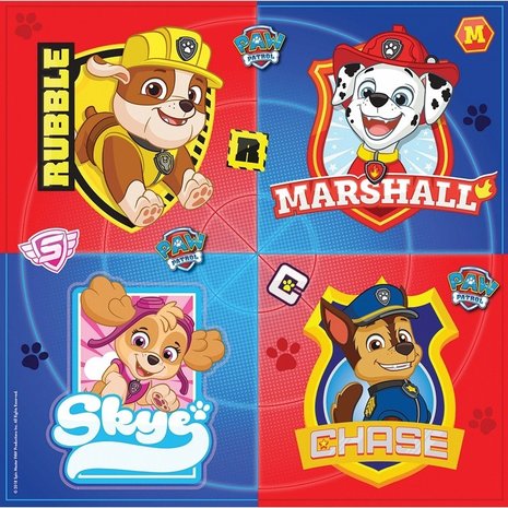 Riethmüller Paw Patrol Servetten 33x33cm | 16 stuks Riethmüller Paw Patrol Servetten 33x33cm | 16 stuks