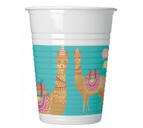 WeFiesta Lama Partybecher 200 ml | 8 Stück
