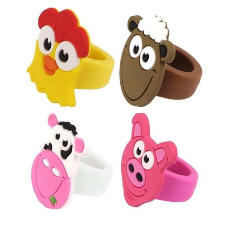 Henbrandt Bague Animaux de la Ferme 2x3cm | 12 pièces