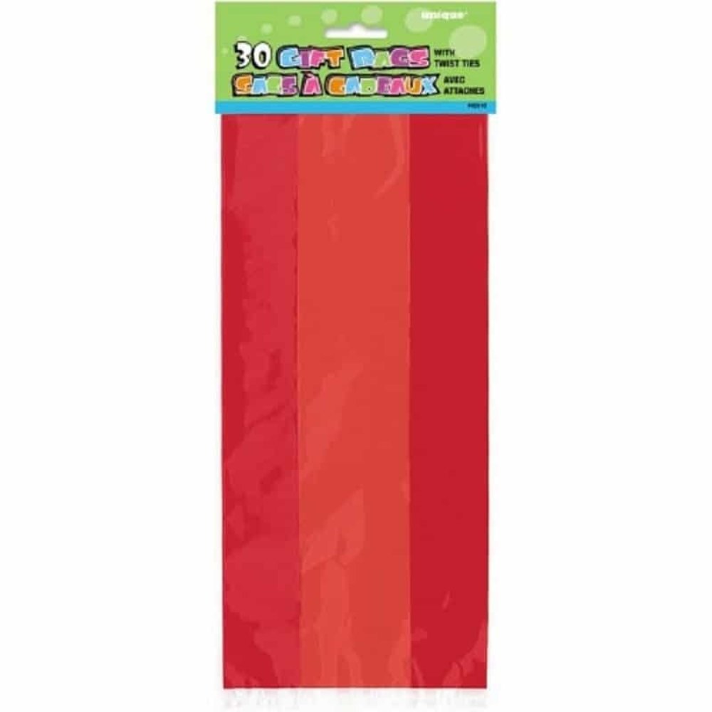 Unique Party Cello Handout Bags Ruby Red 28x13cm | 30 pieces