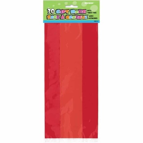 Unique Party Cello Handout Bags Ruby Red 28x13cm | 30 pieces