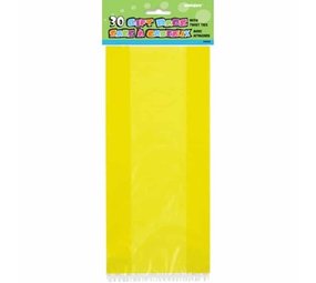 Unique Party Sachets cadeaux Cello jaunes 28 x 13 cm | 30 pièces
