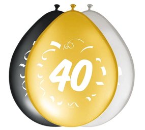 Folat 40. Geburtstagsballons Gold Schwarz Silber 30 cm | 8 Stück