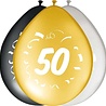 Folat 50th Birthday Balloons Silver Black Gold 30cm | 8 pieces Folat 50th Birthday Balloons Silver Black Gold 30cm | 8 pieces