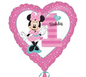 Anagram Ballon en aluminium Minnie Mouse en forme de cœur pour un premier anniversaire