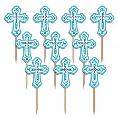 Communion Cross Picks Blue 36 pieces