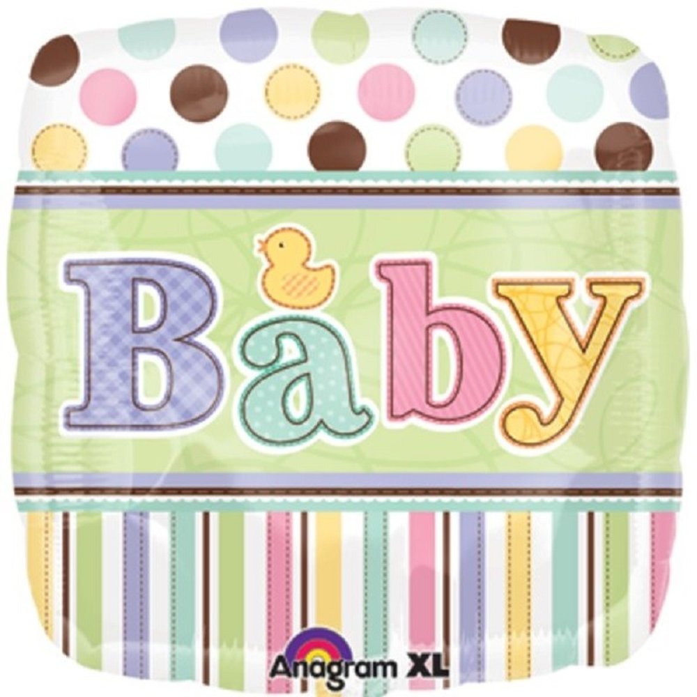 Folienballon Babyparty Entchen Punkt und Streifen