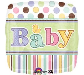 Folie Ballon Baby Shower eendje stip en streep Folie Ballon Baby Shower eendje stip en streep