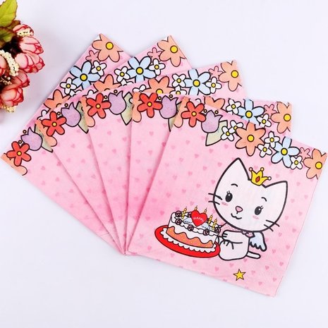 Creative Converting Serviettes de table Chat Ange 33x33cm | 20 pièces