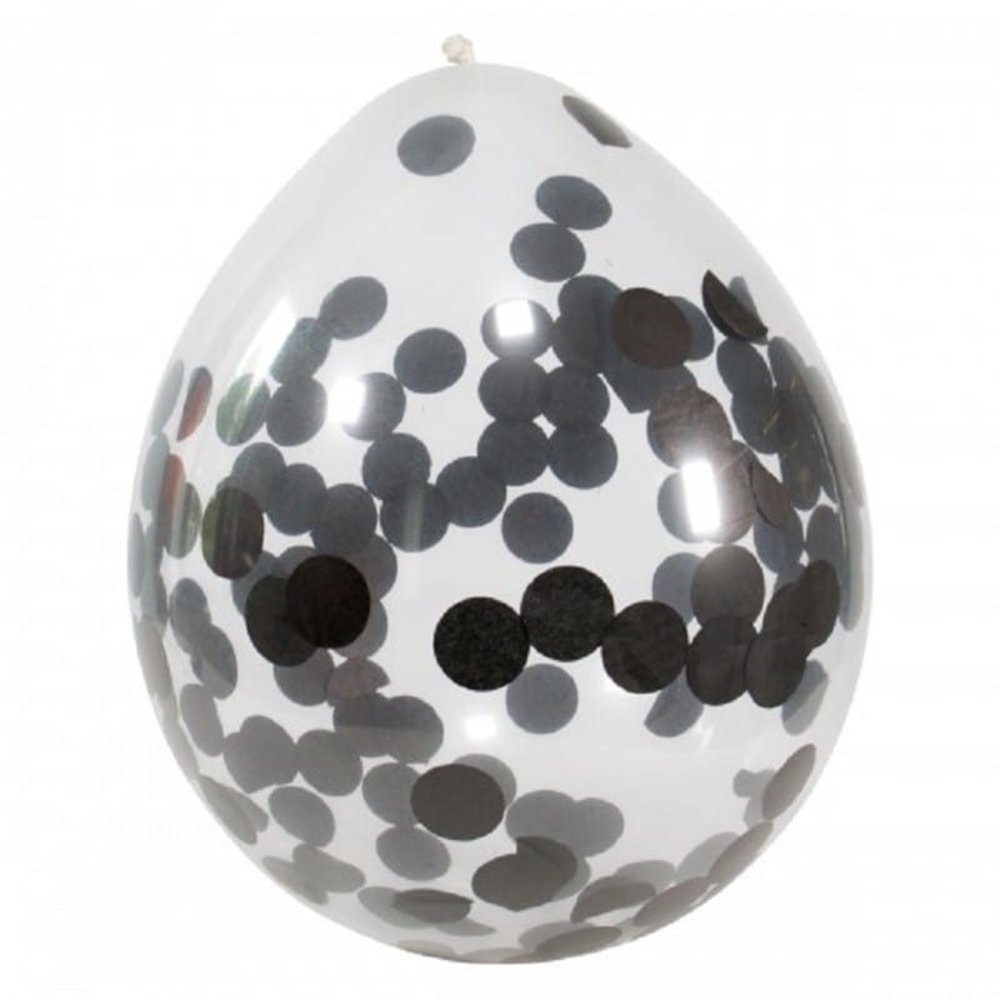 Folat Ballons noirs à confettis 30 cm | 4 pièces