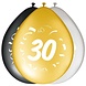 Folat Ballons 30 ans Noir Argent Or 30 cm | 8 pièces