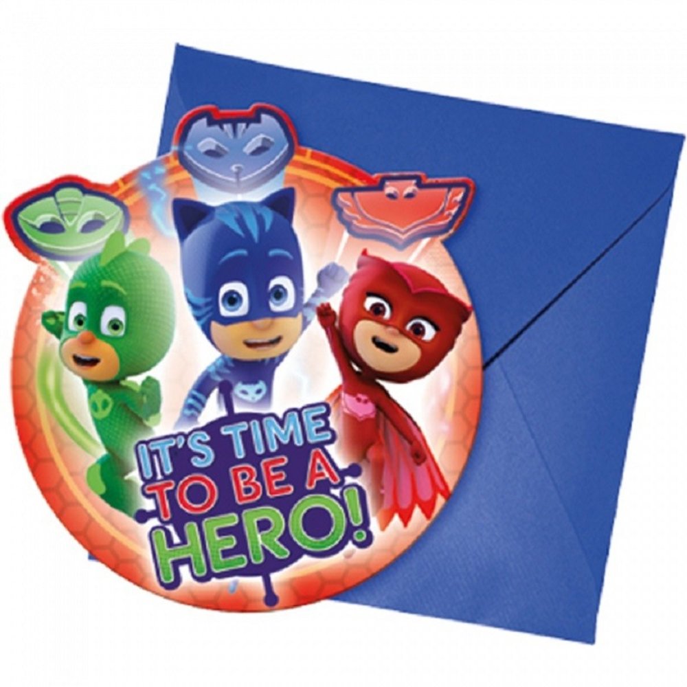 Invitation PJ Masks 6 pièces