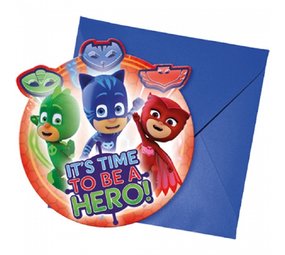 PJ Masks Einladung 6-teilig