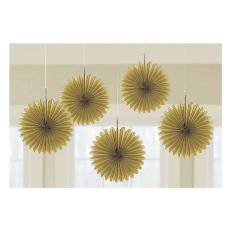 Riethmüller Mini éventails dorés 15 cm | 5 pièces
