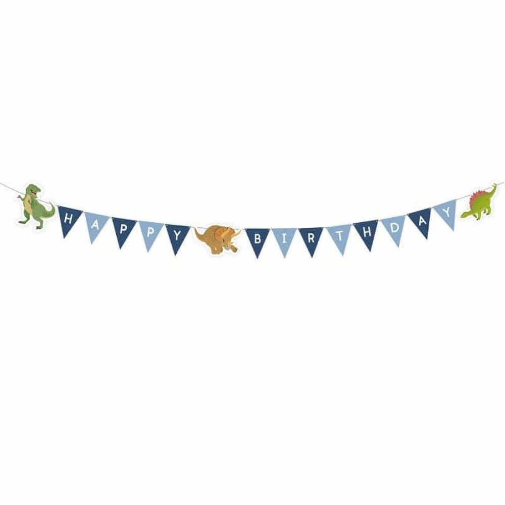 Riethmüller Fröhliche Dinosaurier-Flaggengirlande zum Geburtstag, 9 x 180 cm | pro Stück
