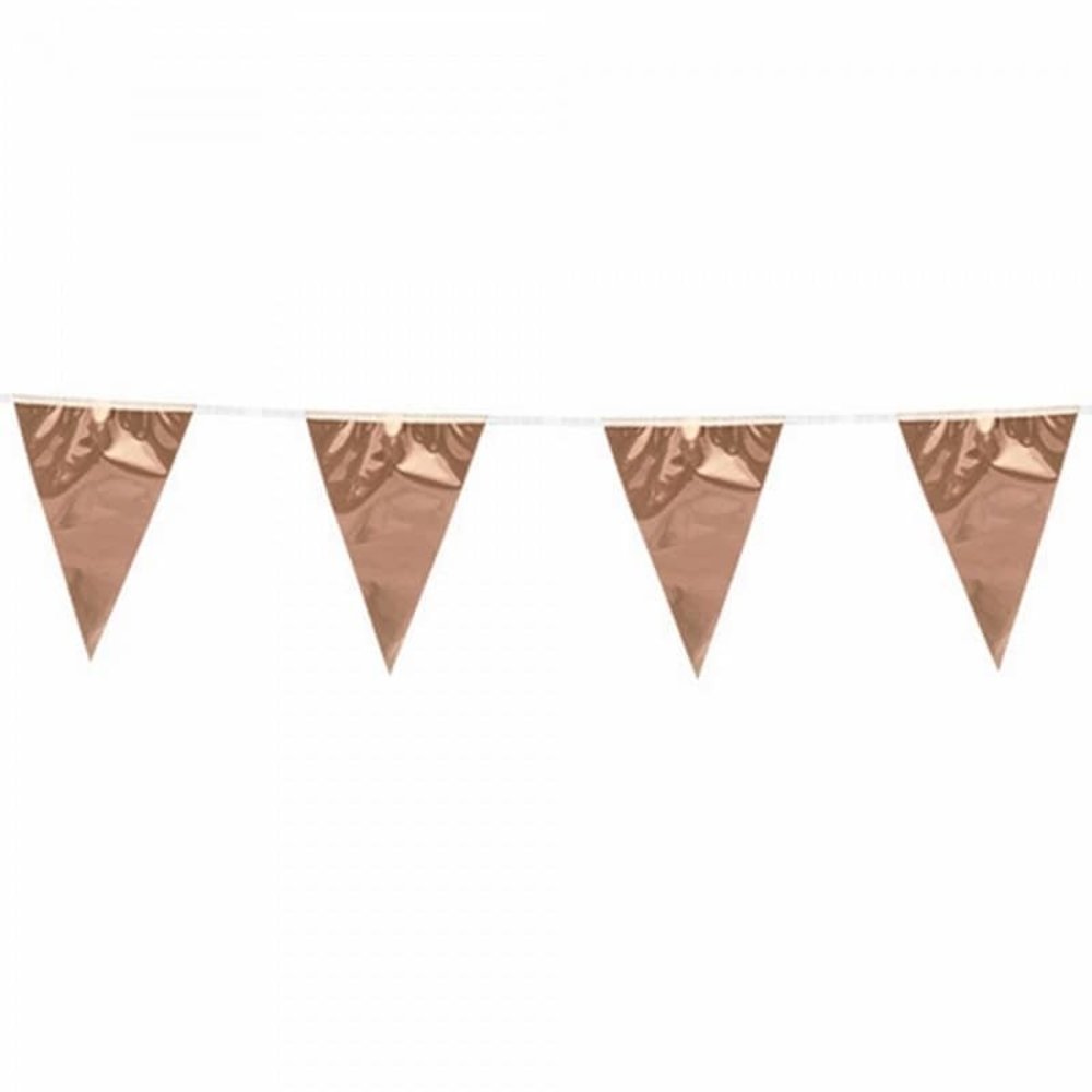 WeFiesta Flaggengirlande, roségoldenes Metallic | 10 Meter