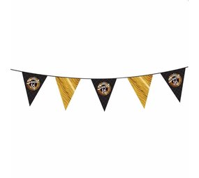 Haza - Witbaard Vlaggen slinger Sweet 16 Zwart Goud 10 meter | per stuk Haza - Witbaard Vlaggen slinger Sweet 16 Zwart Goud 10 meter | per stuk