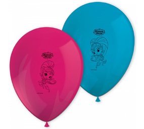 Procos Party Ballons Shimmer & Shine magenta et bleu, 8 pièces