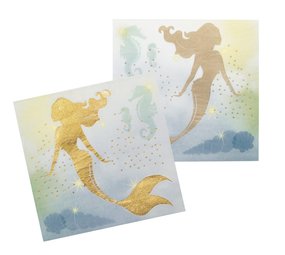 Boland Zeemeermin Glitter Servetten 33x33cm | 20 stuks Boland Zeemeermin Glitter Servetten 33x33cm | 20 stuks