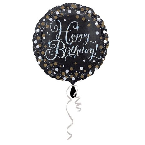 Riethmüller Heliumballon „Happy Birthday“, glitzernd gold, leer, 45 cm | pro Stück