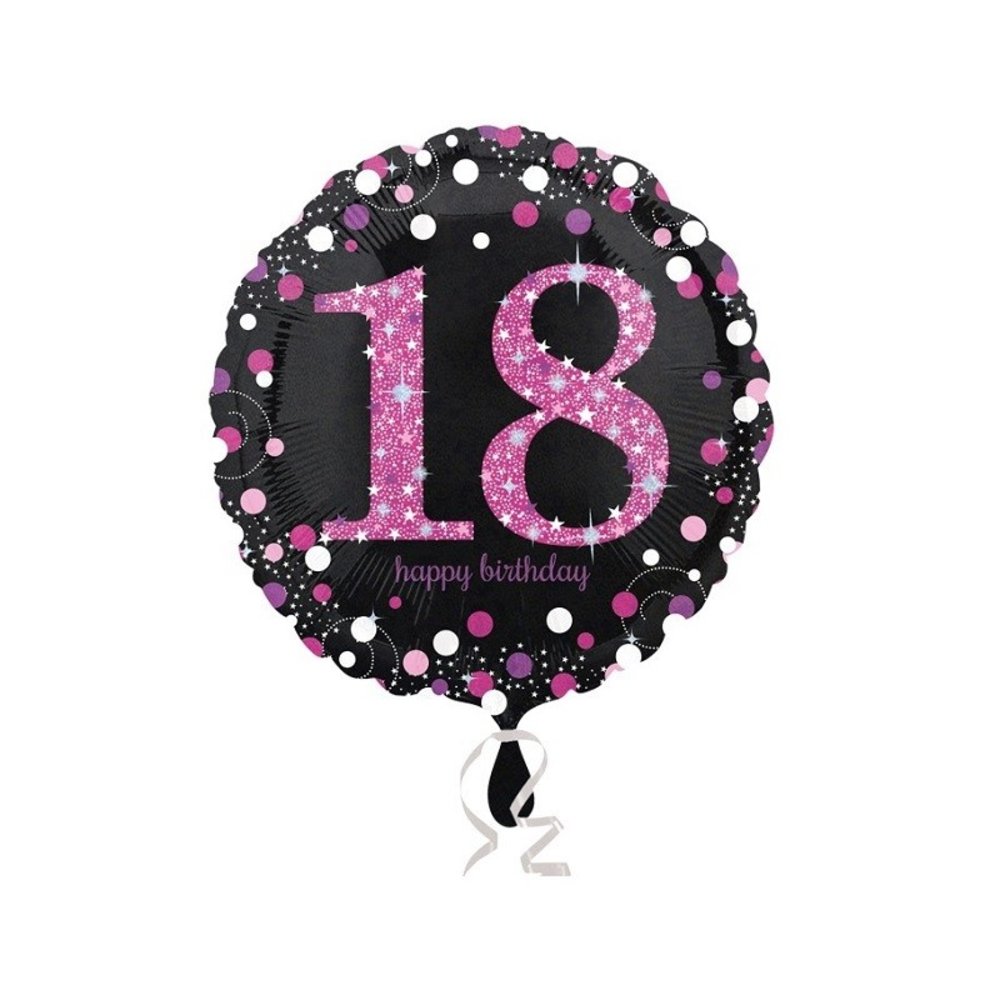 Riethmüller Heliumballon „18 Jahre“, Glitzerrosa, leer, 45 cm | pro Stück