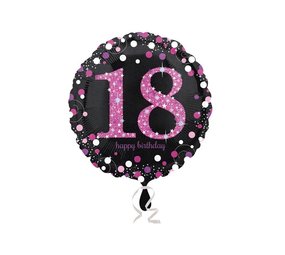 Riethmüller Heliumballon „18 Jahre“, Glitzerrosa, leer, 45 cm | pro Stück