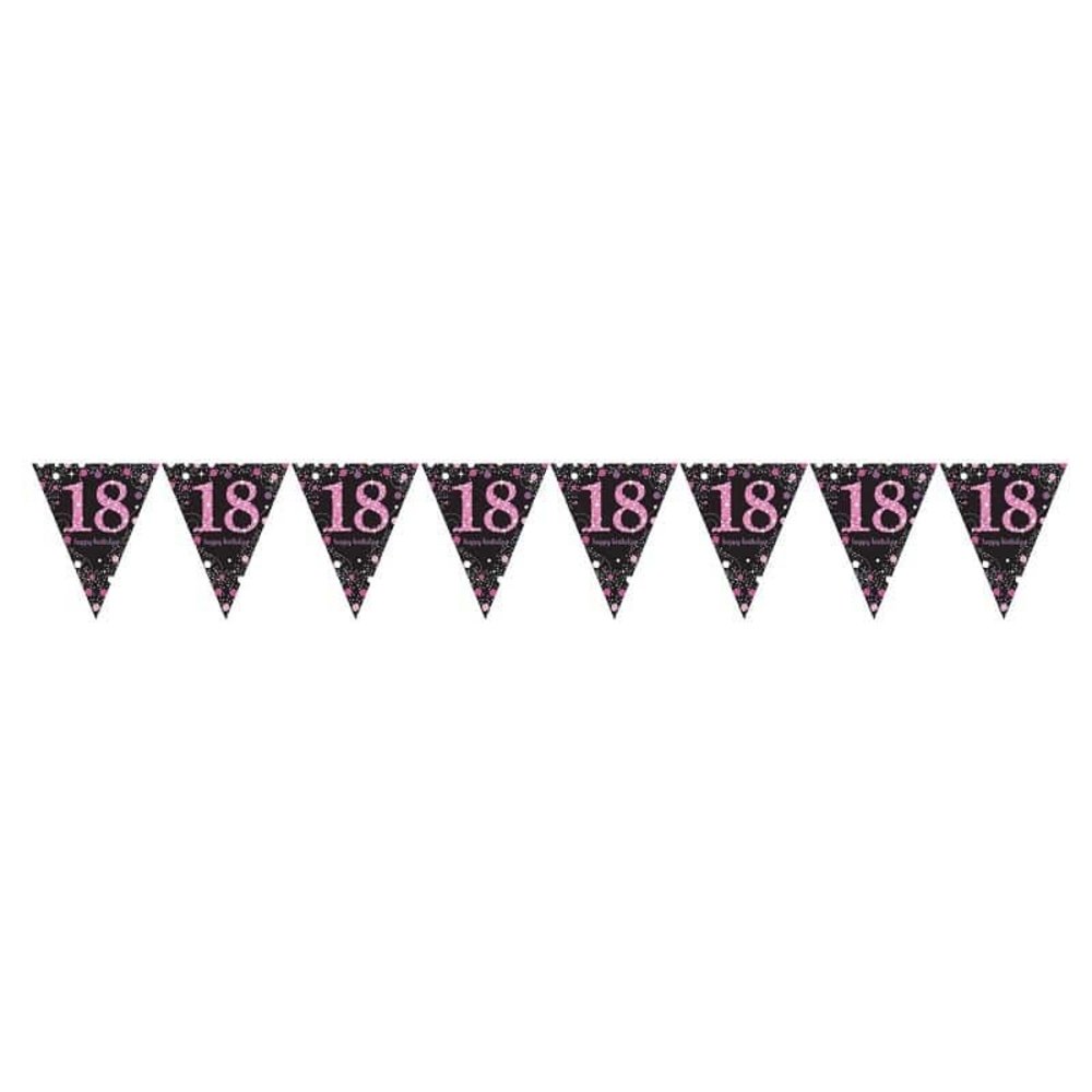 Amscan Flag Garland 18 Sparkling Black-Pink 4 m | per piece