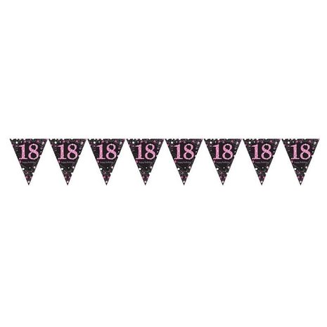 Amscan Flag Garland 18 Sparkling Black-Pink 4 m | per piece